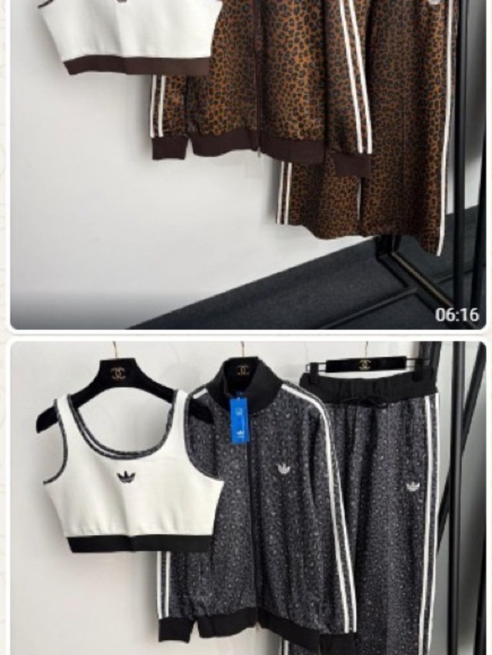 adidas Black Leopard-Print Track Pants with White Stripes - Picture 2 of 2